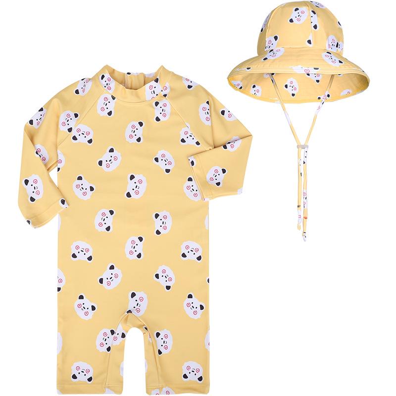 Kids' Cute Quick-Dry One-Piece Swimsuit: Long Sleeve, Sun Protection for Boys, Girls, Infants & Toddlers