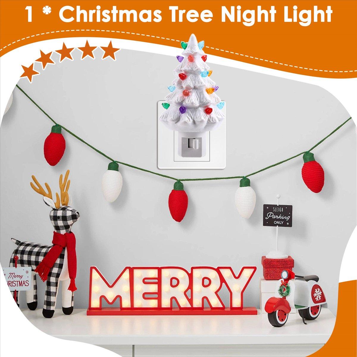 

BHBL Christmas Tree Night Light Plug in Christmas Decorative Tree Resin Decorative Tree Light for Bedroom Living Room US Plug белый