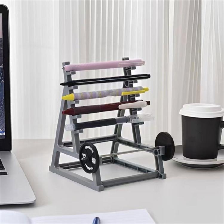 Barbell Themed Pen Display Stand Paint Brush Holder Desk Pen Organizers Rack for Office Desktop Storage and Organization