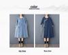 Women's Retro Denim Patchwork Dress - Elegant, Comfortable, Loose Fit for Spring/Autumn