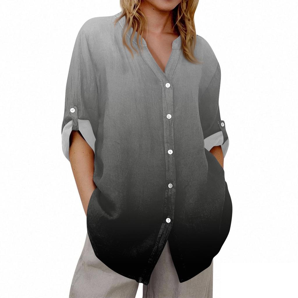 Women's V-neck 3/4 Sleeve Printed Cardigan