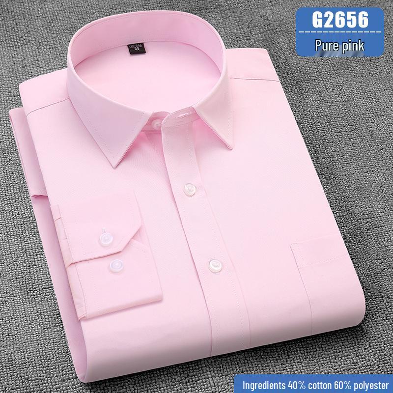 Pánská košile s dlouhým rukávem nežehlivá - Přizpůsobitelné logo, Ležérní jednobarevná pro práci a podnikání