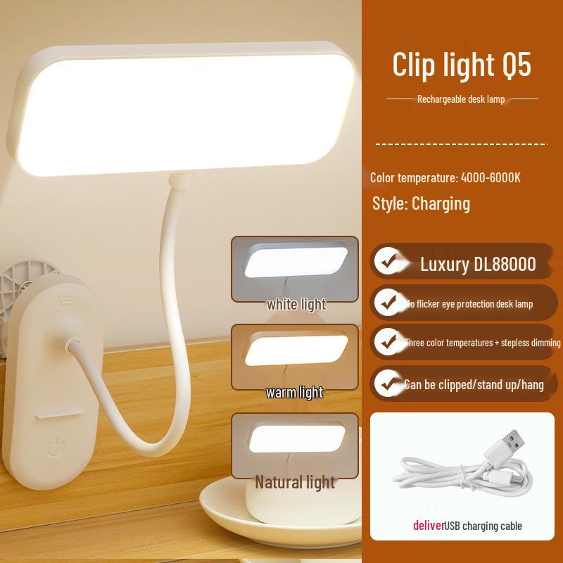 Multifunctional LED Clip-On Desk Lamp: Eye-Friendly, Plug-In for Bedroom, Dorm, Study, or Reading