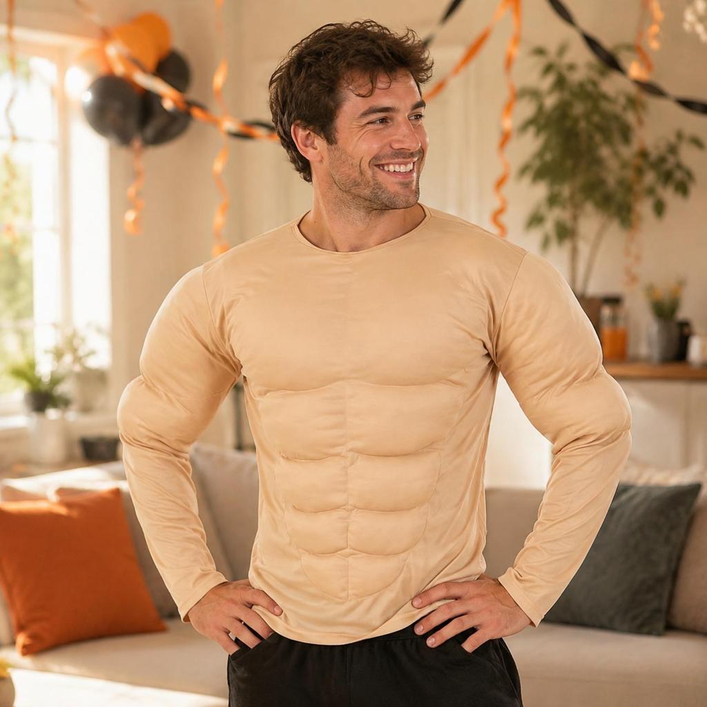 Flesh-Tone Muscle Costume Shirt Comfortable for Stage Performances