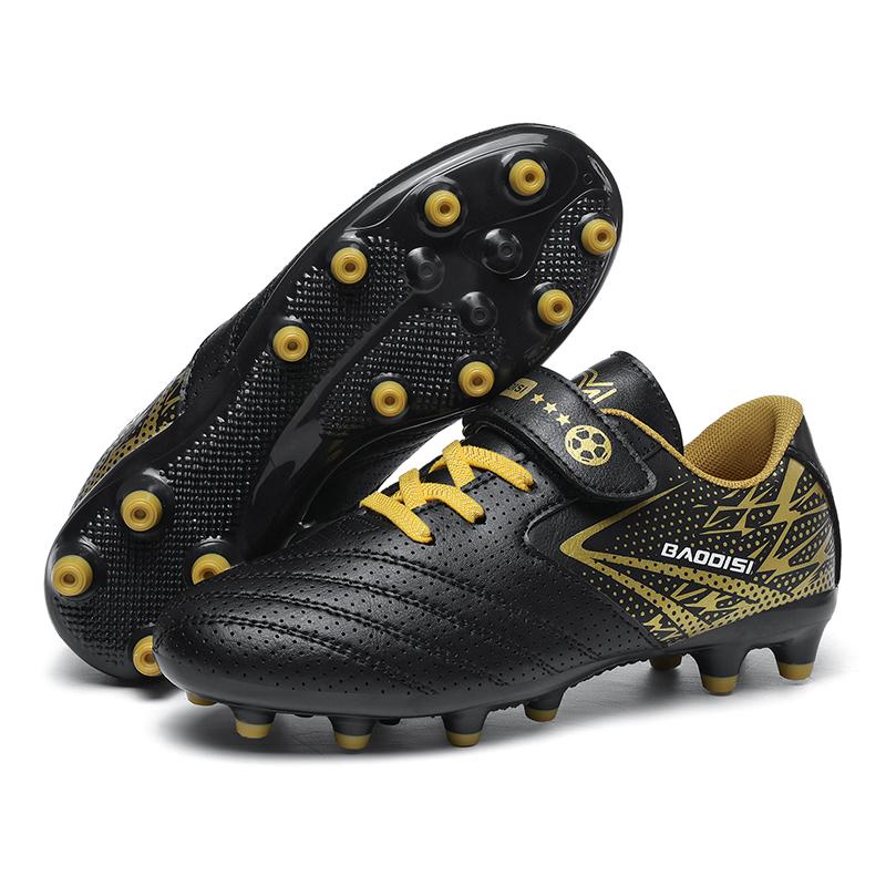 

Kids Soccer Shoes Boys Football Shoes Training Artificial Captain Football Shoes Kids Football Shoes 32 золотий/чорний