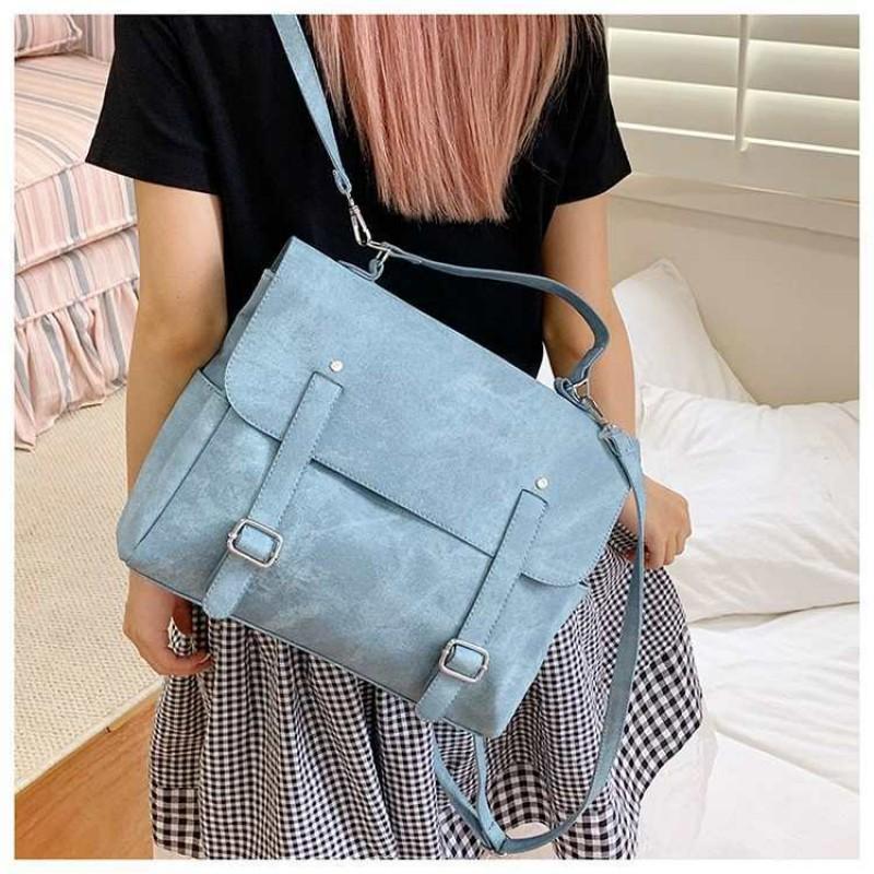

Korean College Style Niche Cambridge Bag Students Class Computer Retro Women s Backpack 31x12x24 синий