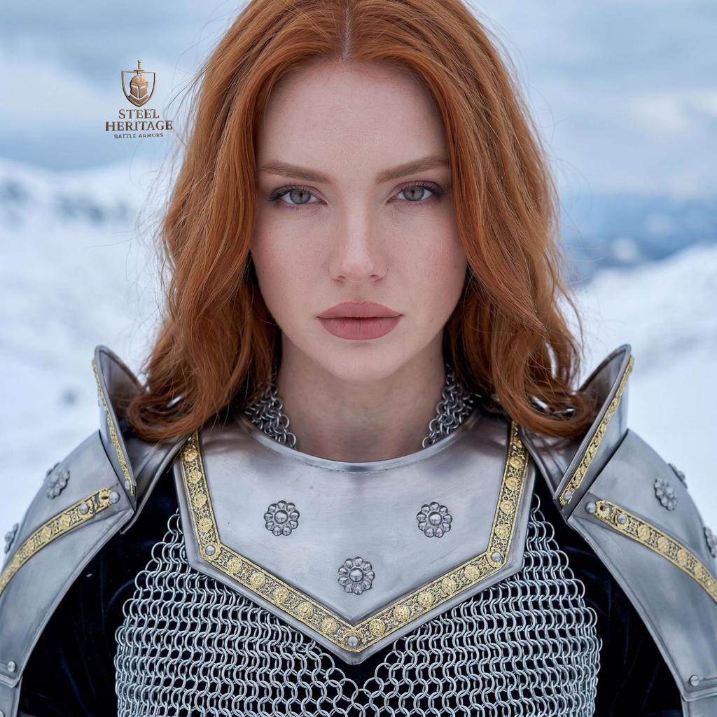 Medieval Fantasy Knight Costume with Silver Chainmail for LARP Cosplay Renaissance Faire