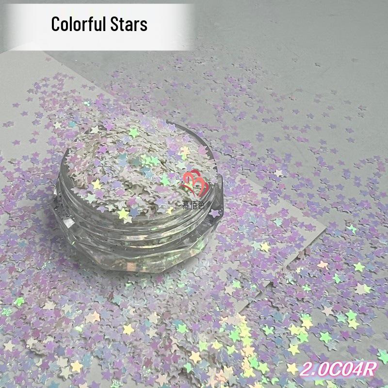 Iridescent 2mm Pearl Star Glitter Sequins for Nail Art DIY Crafts 5ml