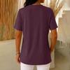 Women's Loose Casual V-Neck Button-Up Short-Sleeve T-Shirt