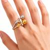 Chic Ring With Gold And Silver Color Mix Double Opening Adjustable Feature Spherical Ball Elements For Trendy Accessories