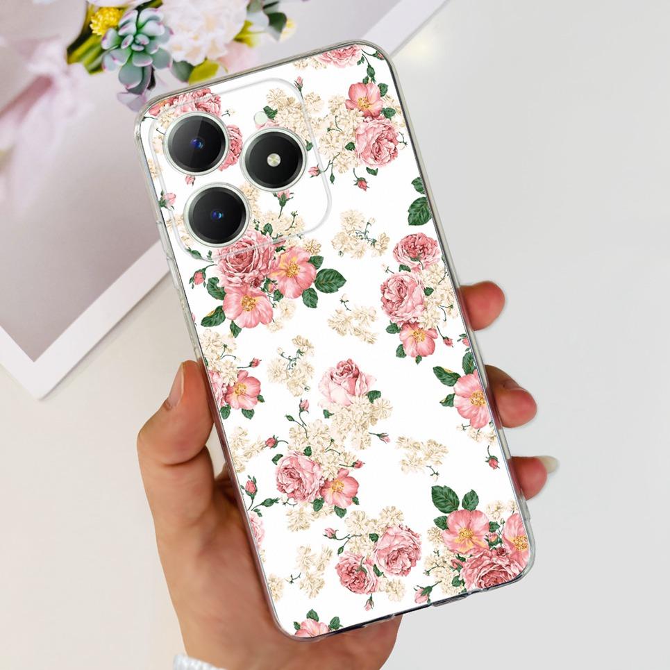 Voor Realme C63 C61 Narzo N61 N63 Hoesje Bloemen Vlinder Dames Mode Achterkant Transparant Zacht Slank Siliconen Bumper Shell
