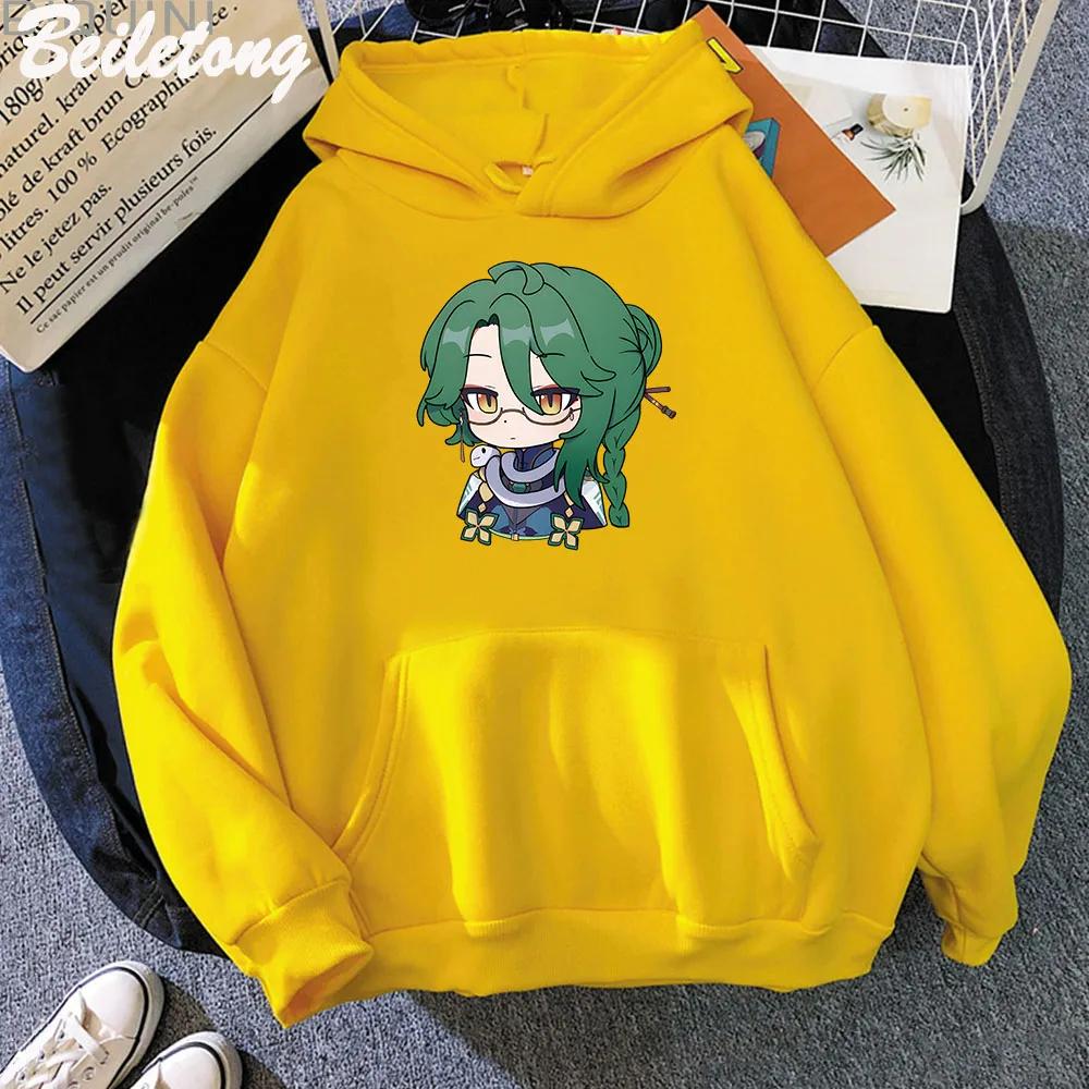 Baizhu Genshin Impact Hoodies Cartoon Cute Print Sweatshirts Women Spring Fashion Tops Kawaii Clothing Aesthetic