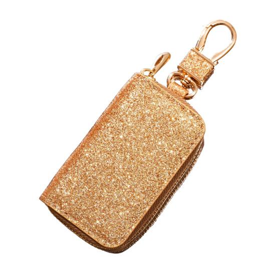 Faux Leather Car Key Case Mini Portable Glitter Men Women Car Key