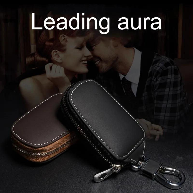 Universal Fashion Leather Smart Flip Remote Car Key Fob Shell Case Cover Holder Bag Pouch Wallet Protector Keychain Organizer