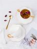 200ml White Ceramic Coffee Cup Gold Inlay Bone China Tea Cup Saucer Spoon Set Advanced Porcelain Teacup Party Teatime Drinkwar