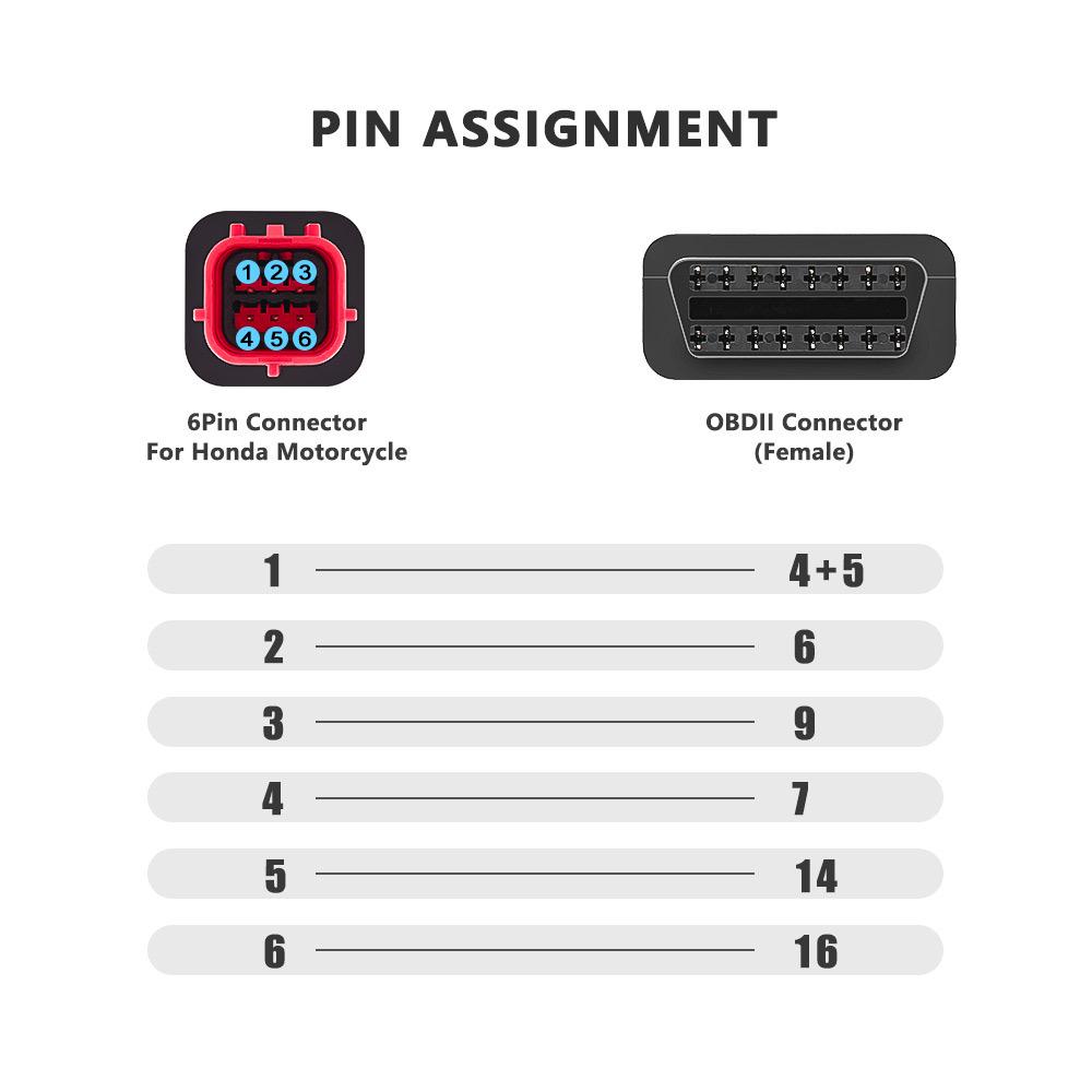 Cable Adaptador OBD de 6 Pines para Motocicleta Honda Guzzi Piaggio Vespa