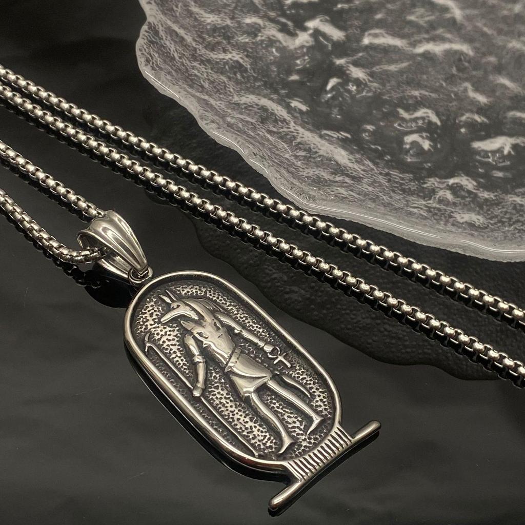 Ancient Egyptian Anubis God Stainless Steel Necklace Pendant