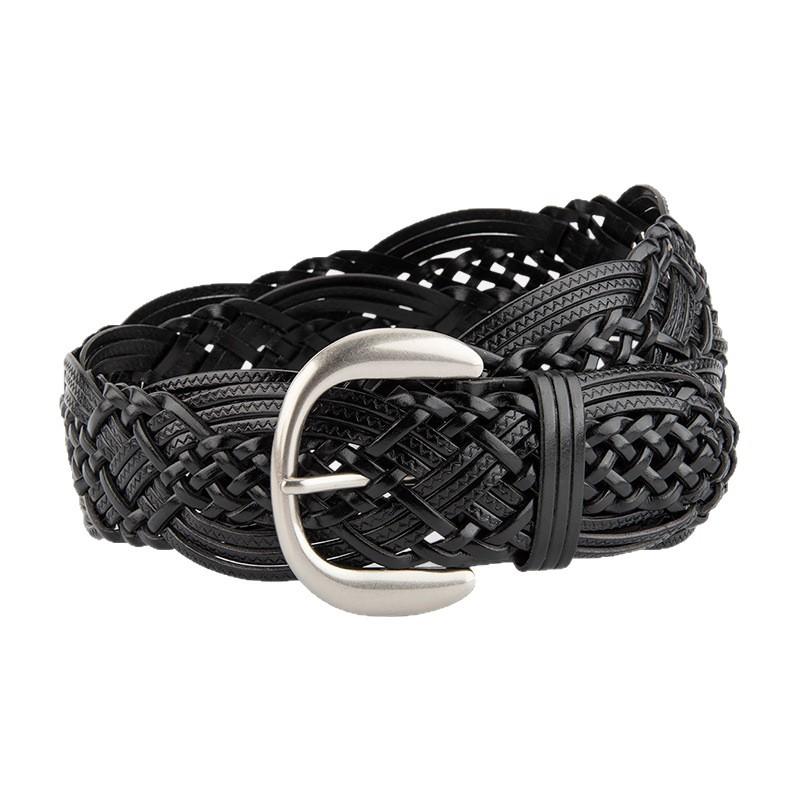 Belt New Trendy Bohemian Braided Belt Round Buckle No Punching Ladies Wide Belt