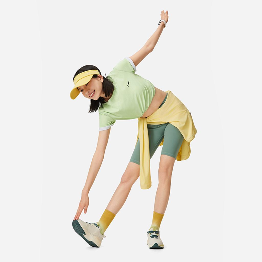 Li-Ning Atmungsaktiver Pullover mit Rundhalsausschnitt Sportliches Kurzarm-T-Shirt Damen Oberteile Lorbeergrün ATSU060-6