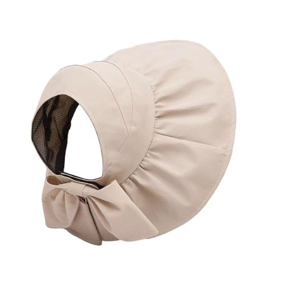 Summer Hat Wide Brim UV Protection Lightweight Vinyl Empty Top Sun Hat Face Shaping Sunshade Hat Sun Protection Headwear бежевый