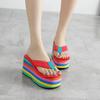 Hausschuhe mit Schwammkuchenabsatz für Damen, Strandsandalen und Hausschuhe, sommerlich gefrostete Sandalen und Hausschuhe mit ultrahohem Slope-Absatz
