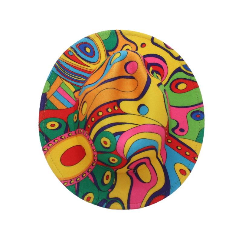 New Five-Color Clown Colored Graffiti Stage Hat Performance Hat Big Brim Woolen Hat Jazz Top Hat