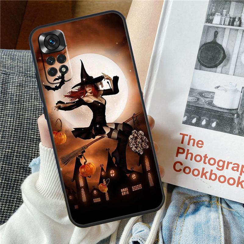 Halloween Moon Witch Horror Case For Xiaomi Redmi Note 12 10 9 11 Pro 9S 10S 11S 12S Cover For Redmi 12 9C 10C 12C 13C