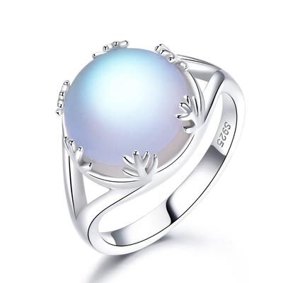 Anello in argento sterling 925 alla moda Anello da donna Anello con pietra preziosa color Aurora Moonlight