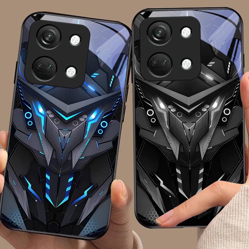 Creative Mech For OnePlus Nord 3 5 6T 7 Pro 8 12 10T Reno8 Lite 5G 10R Nord N30 Hard Shell Tempered Glass Phone Case Black