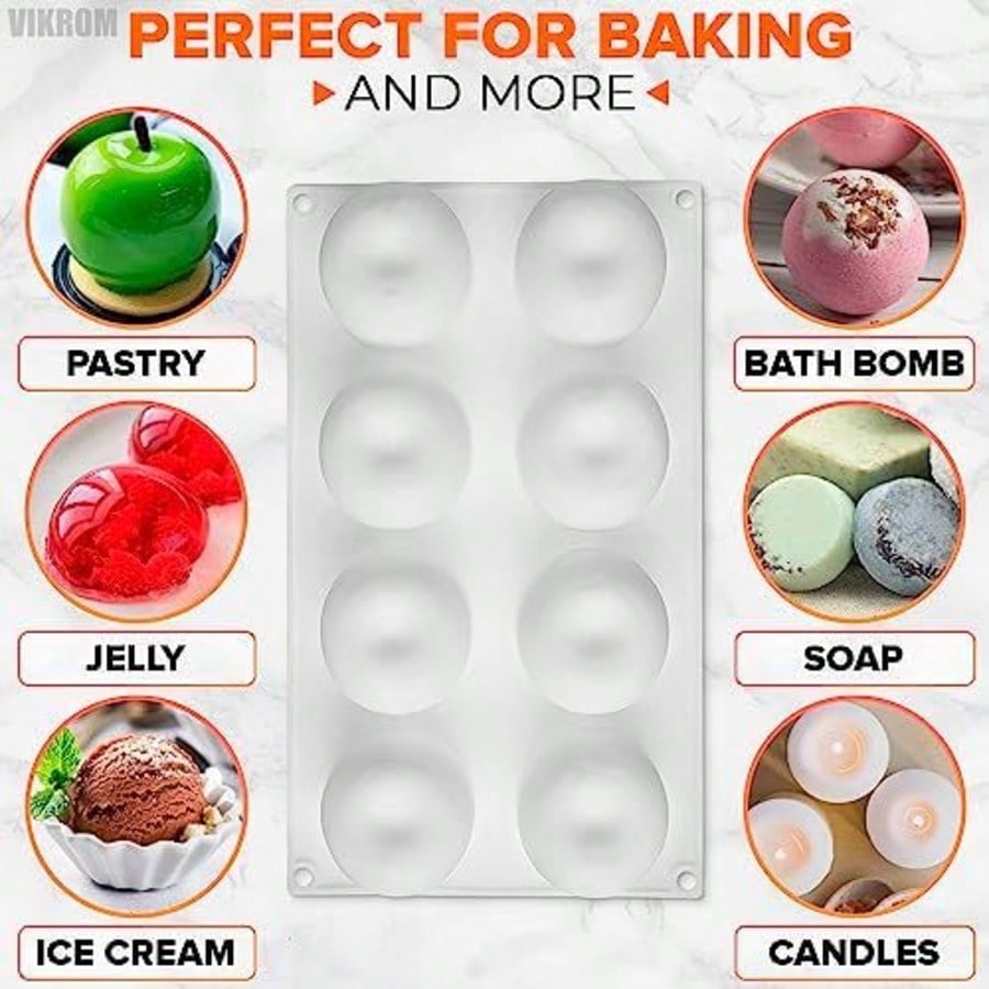8 Cavity Apple Shaped Silicone Dessert Mold, Food Grade Non-Stick Mould for Mousse Cakes, Chocolate and Pastry Making, Chocolate