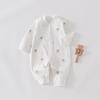 A-Class Pure Cotton Baby Romper: Soft Snap-Button One-Piece Suit with Belly Protection for Spring and Autumn.