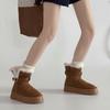 Retro style belt buckle flat-bottomed snow boots women's winter fashion Korean version simple suede velvet outer wear warm cotton shoes