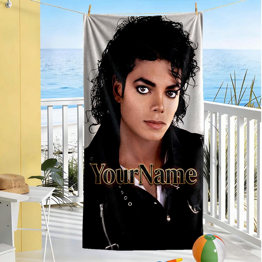 Michael Jackson Personalized Text Beach Towel Quick-Dry Soft Microfiber Ideal for Travel Outdoor Swim Pool Yoga Surf Camping Hiking Gym Gift Holiday