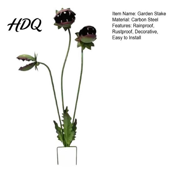 Whimsical Garden Statue Metal Carnivorous Plant Stake Handmade Rainproof Yard Sculpture for Art Flower Beds Patios Planters Rustproof Unique