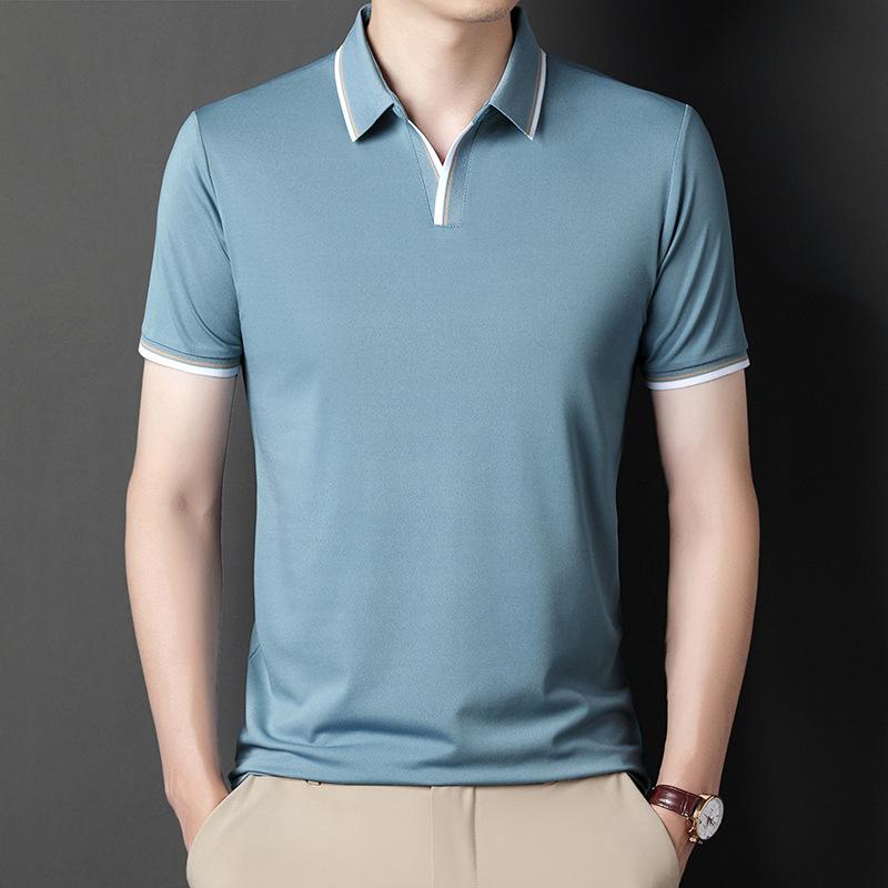 Sommer Neue Männer Junge und Mittleren Alters Schere Kragen Mode Casual Kurzarm T-shirt Polo Shirt Top Männer