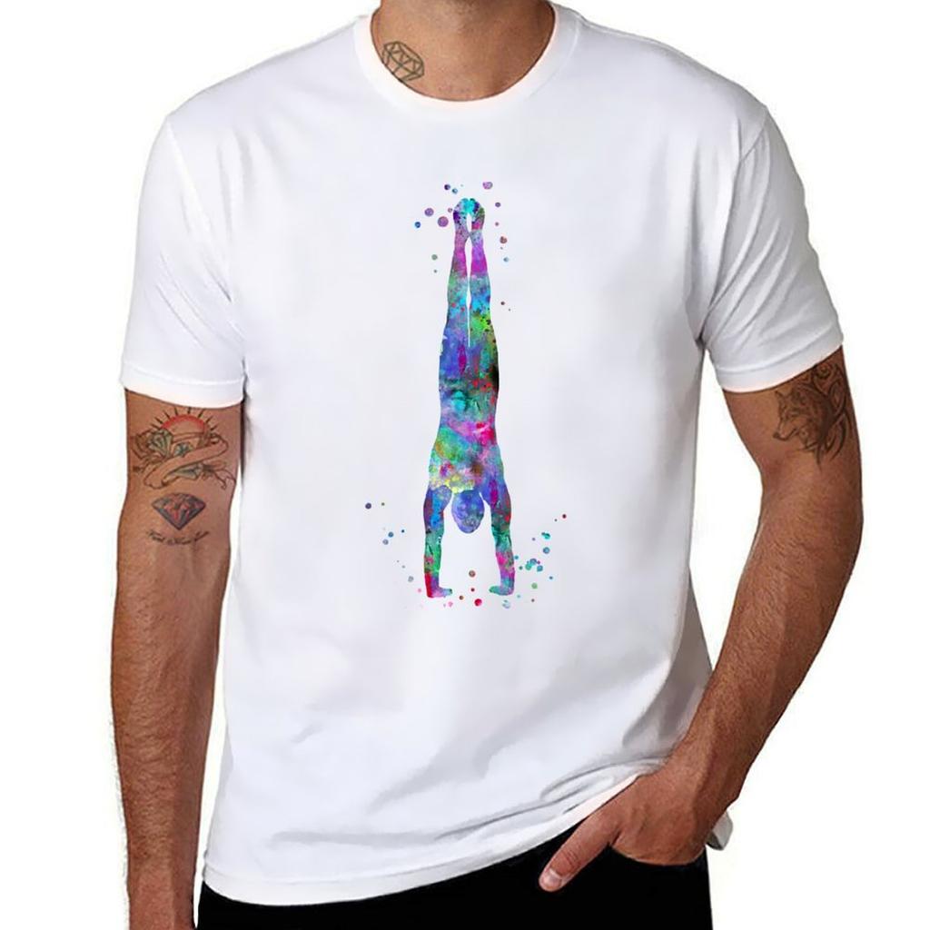 Hand Stand By Man Tshirt Basic Casual Short Sleeve Cotton Shirt Tshirt