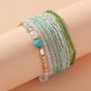 10Pcs/Set Colorful Bohemian Beads Bracelets Stackable Pearl Beaded Multilayer Bracelets Hand Jewelry Shiny Bangle Set Women