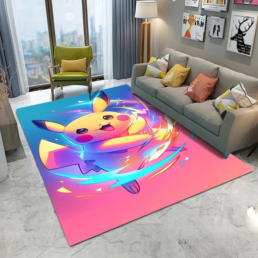 Cute Pikachu Poke Ball Pokemon Carpet Living Room Bedroom Sofa Table Balcony Entrance Rug Non-slip Cartoon Mat Home Decor