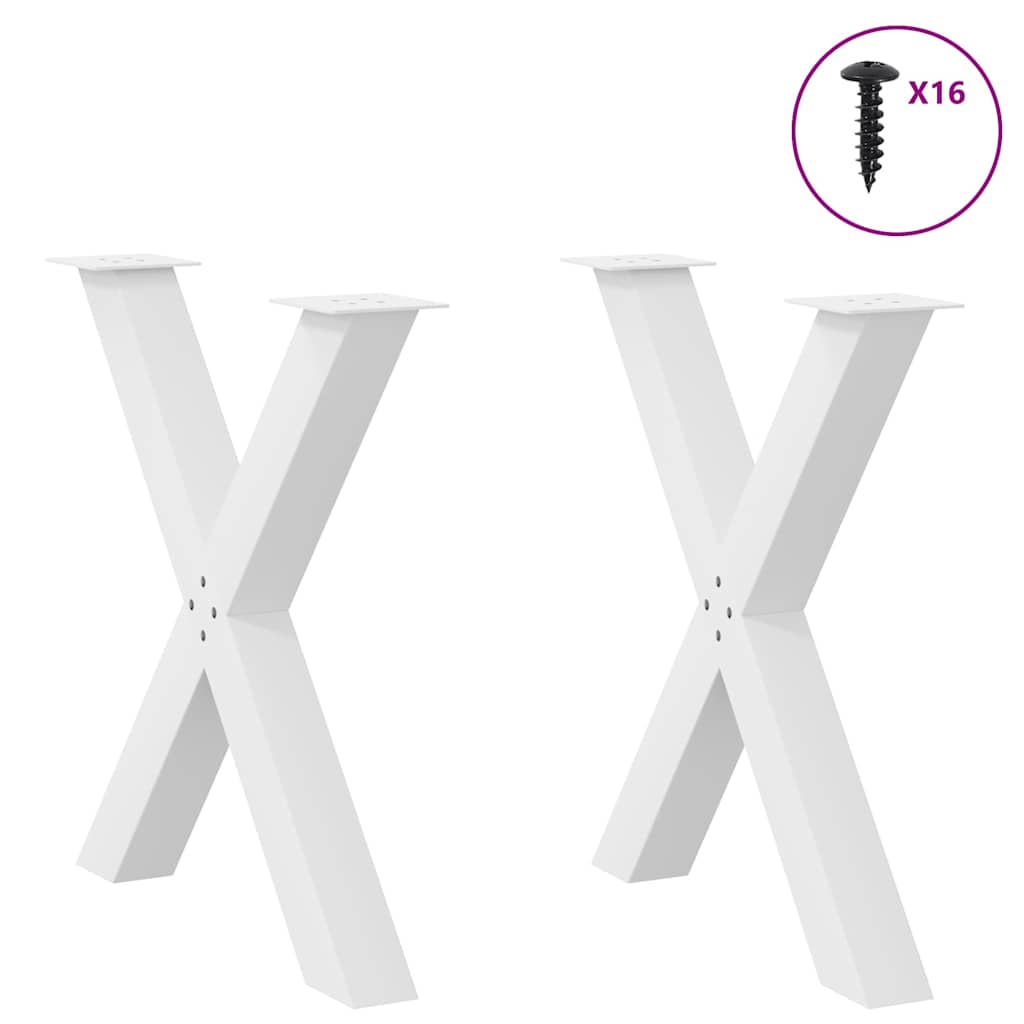 Vidaxl Dining Table Legs, 2 Pcs, White, 80X(72-73) Cm, Steel