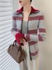 Color Block Slim Fit Cashmere Cardigan - Women's High Collar Zipper Sweater.