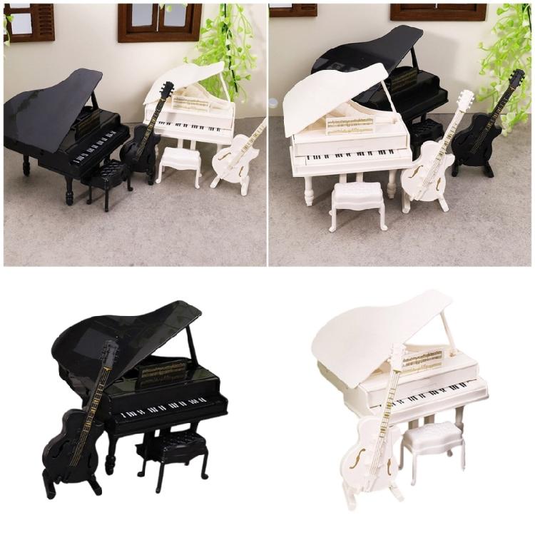 Dollhouses Music Room Furniture Miniature Grand Piano Stool Cello Realistic Music Instrument For Playroom Decoration