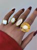 Fashion Shell Stainless Steel 18K Gold Plated Adjustable Opening Rings  for Women Engagement Party Gift Temperament Jewelry 2025