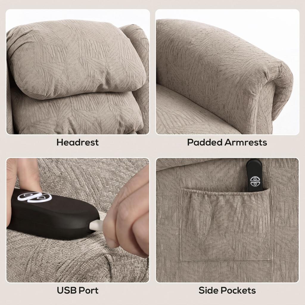 Riser Recliner Chair for Elderly, Electric Power Lift Chair, Khaki