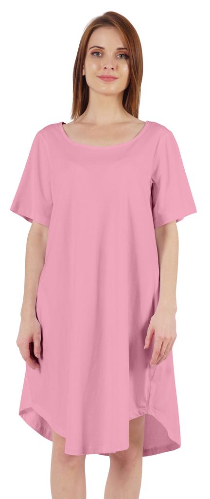 Inkmeso Noční košile pro ženy s krátkým rukávem W Noční košile s kulatým výstřihem Jersey tunika