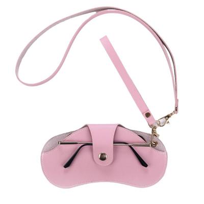 Eyewear Protector Hanging Neck Sunglasses Case With Buckle Wrist PU Leather Glasses Case Eyewear Pouch Sunglasses Pouch