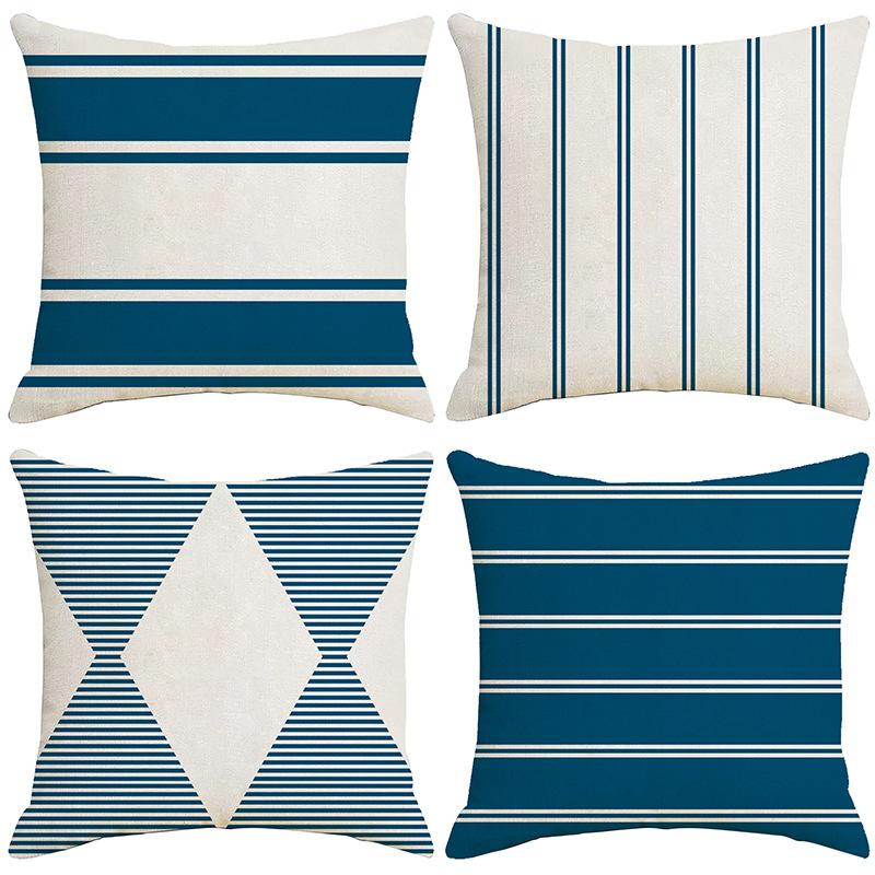 Home Geometric Graphics Simple Outdoor Waterproof Linen Pillowcase Sofa Chair Cushion