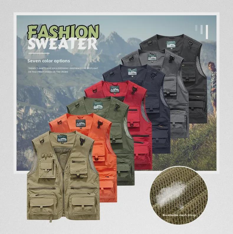Vestă casual pentru bărbați pentru pescuit și fotografie cu buzunare multiple pentru primăvară și toamnă