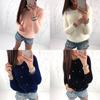 Cozy Women Plush Beaded Sweater Casual Solid Color Fur Sweatshirt With O-neck