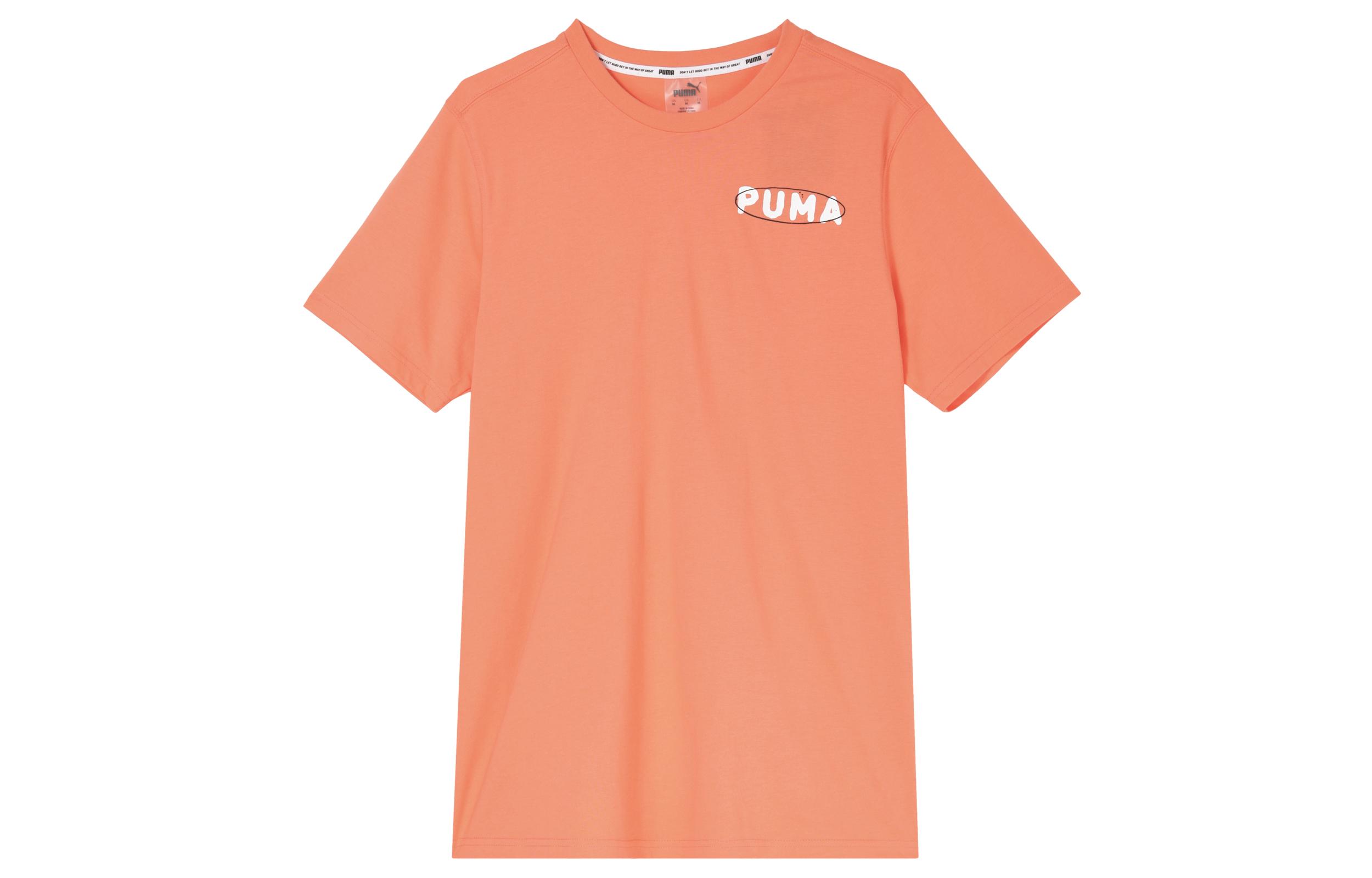 PUMA T Shirts Unisex Orange Red Crew Neck Moderate Straight Fit 530511-02 M