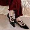 2024 Luxury Rome Shoes Women Elegant Shallow Shoes Summer Pointed Toe Retro Shoes Designer Dress Walking Flats